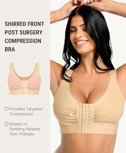 FeelinGirl Post Surgery Compression Bra for Women's Front Closure Bra