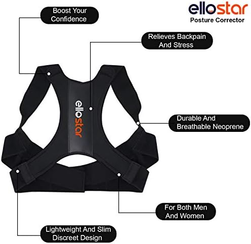 ellostar Back Brace Posture Corrector for Women and Men, Lumbar Shoulder and Back Straightener Posture Improvement Pain Relief (Large) Lower Chest 33 -39 Inch