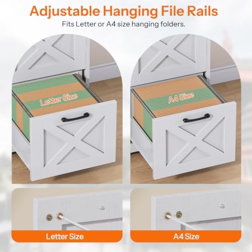 HOOBRO 4 Drawer File Cabinet, Farmhouse Filing Cabinet, Printer Stand