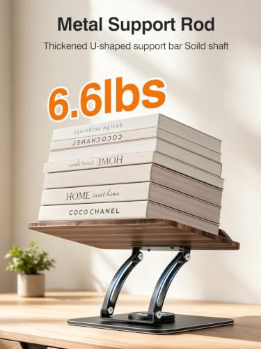 Tounee Adjustable Book Stand with 360° Swivel Base,Matte Black