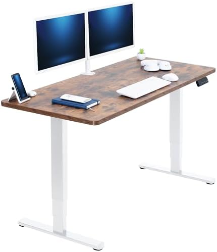VIVO Rustic Vintage Brown 60 x 24 in Standing Desk, DESK-KIT-2W6N