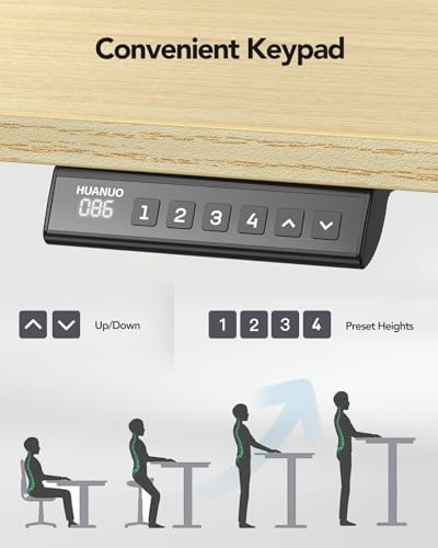 HUANUO Electric Standing Desk Frame with Double Crossbeam,Whtie Frame Only