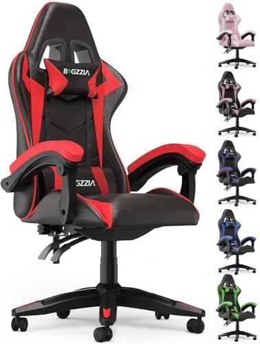 Bigzzia Gaming Chair with Lumbar Support, Ergonomic Gamer Chair Red