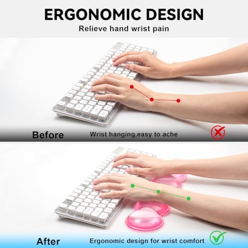 Gel Wrist Rest for Keyboard,Jelly Clear Gel Keyboard Wrist Rest-Pink