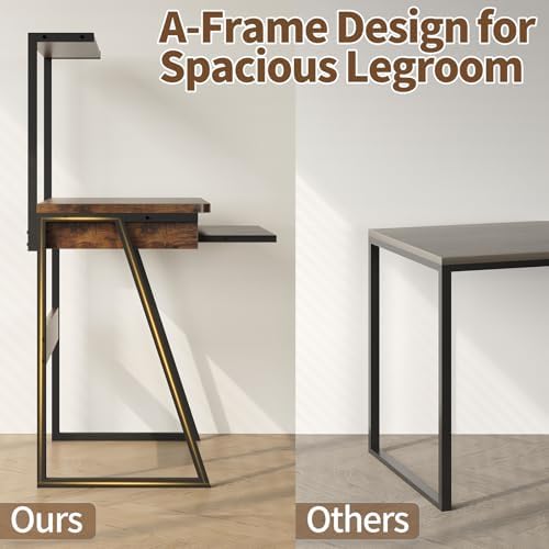 ALISENED 2 Tiers Small Computer Desk for Small Space, Compact Laptop Table Workstation with Keyboard Tray