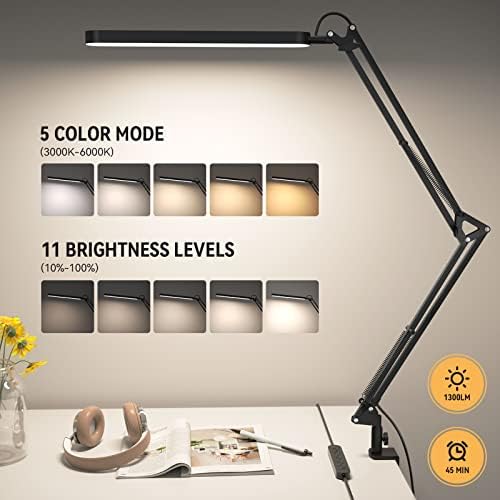 SKYLEO Desk Lamp - LED Desk Light - 5 Color Modes X 11 Brightness Levels, Timmer & Memory Function, Eye Caring, Easy Installation