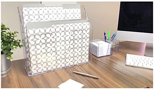 Acrimet Horizontal Triple File Folder Organizer Sorter, Letter Size, Clear