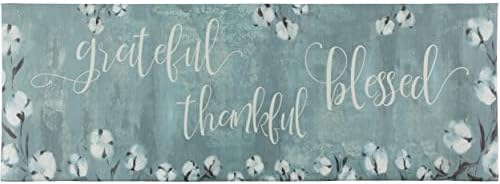 J&V TEXTILES Kitchen Mat Cushioned Anti Fatigue Floor Mat,19.6"x55", Thick Non Slip Waterproof Kitchen Rugs and Mats,Floor,Home,Office,Desk,Sink,Laundry (Grateful Thankful Blessed)