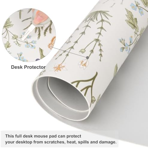 QIYI PU Leather Large Mouse Pad, Waterproof Desk Mat, 31.5" x 15.7", Herbs