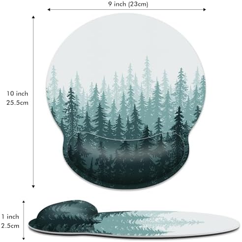 Green Forest Ergonomic Mouse Pad with Wrist Rest for Desk Work Office