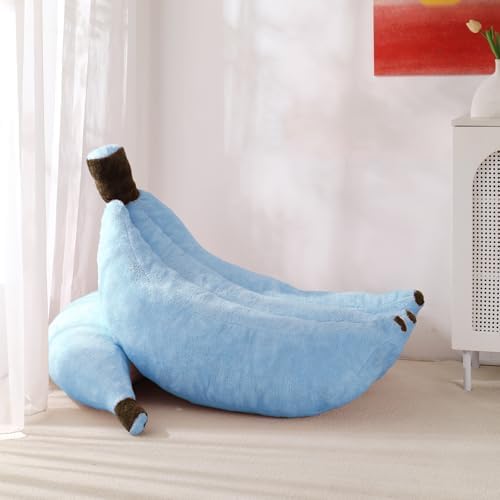 Banana Bean Bag Chair with Ottoman, Floor Sofa Bed with Footrest, Comfy Convertible Lounger for Teens & Adults, Plush Couch for Bedroom, Living Room or Dorm, M-SkyBlue