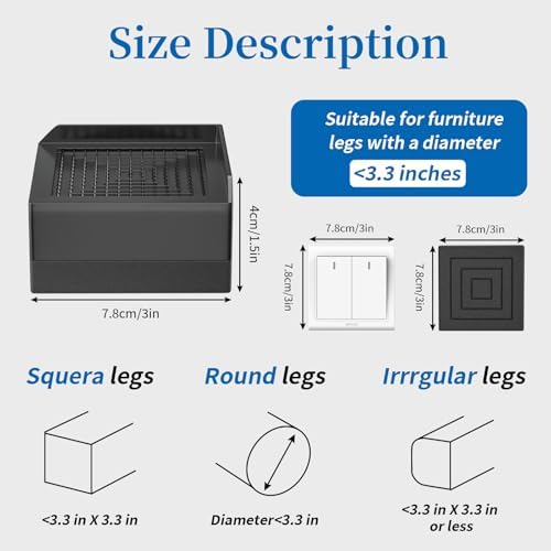 Ezprotekt Adjustable Bed Furniture Risers 1.5" Heavy Duty 4000 lbs