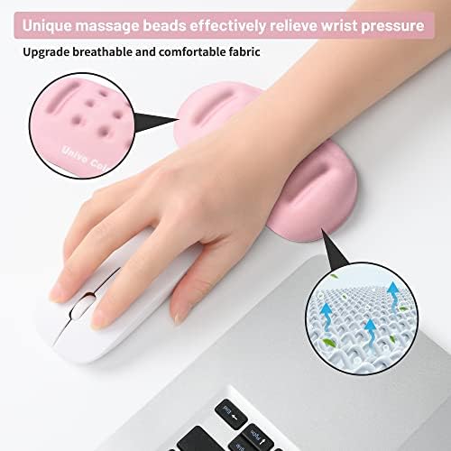 UnivoColors Pink Superfine Memory Foam Wrist Rest Soft Gel Ergonomic Mouse Pad Wrist Support for Mouse, Gaming, Computer, Laptop, Office