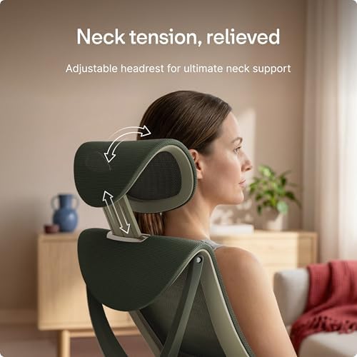 Desktronic Ergonomic Office Chair — Adjustable Desk Chair with Lumbar Support, Wide Seat, Headrest, 9 Adjustable Settings, Breathable Mesh Back, Comfortable Home Office Chair for Long Hours