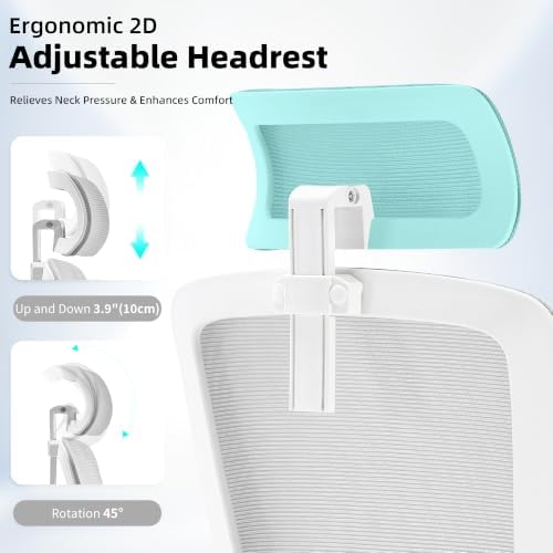 Ergonomic Mesh Office Chair with 2D Adjustable Headrest and Lumbar Support