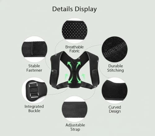 Full Back Posture Corrector For Women,Adjustable Back Brace For Posture Support,Upper Back Brace For Pain Relief,Comfortable Durable,Improve Posture Recovery,Long-Term Wear At Home,Black L