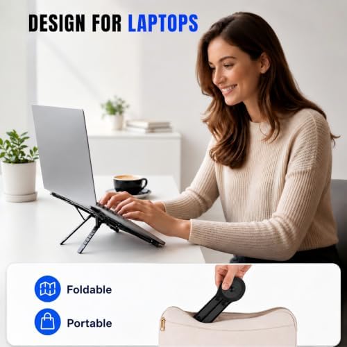 Portable Laptop Stand for Desk, Magnetic Phone Holder&Tablet Stand