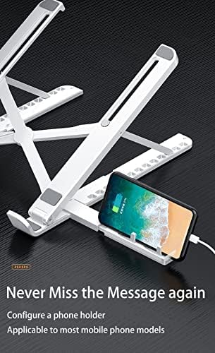 Laptop Stand for Desk with Phone Holder,Anti-Slip Foldable Laptop Riser,Adjustable Portable Stand,Compatible with MacBook Air Pro, HP, Lenovo, Dell, More 10 to 17” Laptops and Tablets (Black)