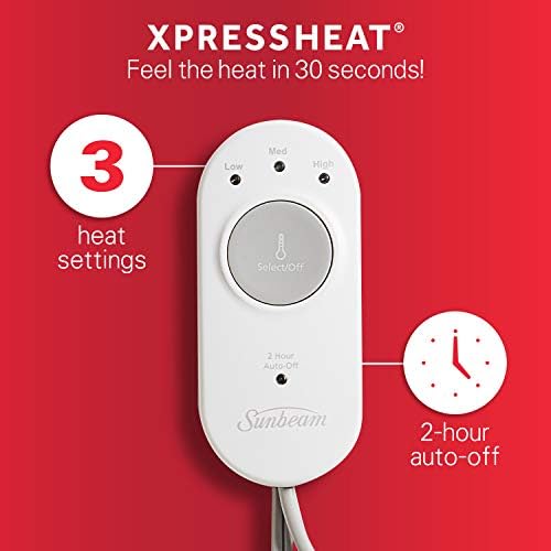 Sunbeam ConformHeat Heating Pad, 14" x 14", Lightly Weighted, Flexible Design, XpressHeat Technology, Machine-Washable, Pain Relief for Back, Shoulder, Neck, Grey, 1 Count (Pack of 4)