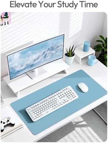 YSAGi Leather Desk Protector, Office Mat, Large Mouse Mat, Non-Slip PU Leather Blotter, Laptop Desk Mat, Waterproof Writing Pad for Office and Home(Sea Blue, 63" x 24")