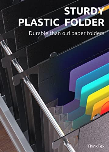 ThinkTex Plastic Expanding Hanging File Folders, 7 * 1.2" Accordion Pockets