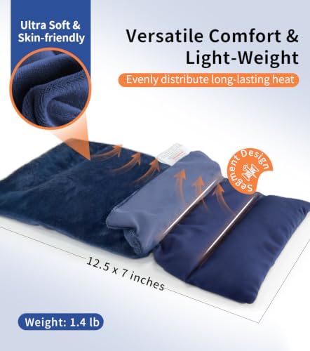 Microwavable Heating Pad with Washable Cover 13x7 Inch Flaxseed Microwave Hot Pack, Lavender Scent, Moist Warm Compress for Relaxation, Non-Electric & Portable
