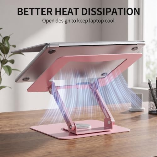 SOUNDANCE 360 Rotating Laptop Stand, Adjustable Riser,10-17", Pink