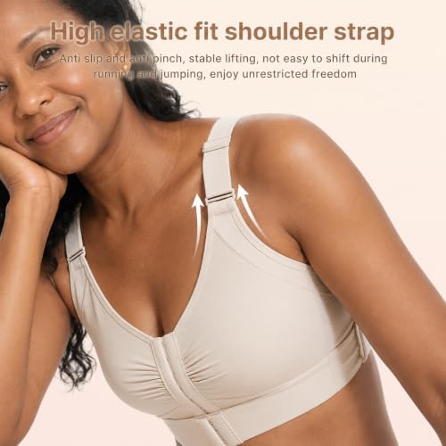 Posture Corrector Bra for Women, Back Support Front Closure Wireless Bra