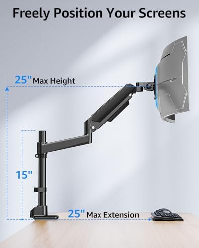 MOUNTUP Odyssey G9 Tall Monitor Arm Holds 4.4-44 lbs for 32-49 Inch Screens