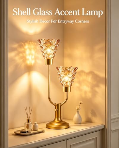 Lightdot Mid Century Modern Gold Table Lamp Vintage Glass Lamp Dimmable