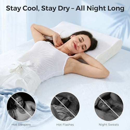 Elviros Cooling Memory Foam Neck Pillow Cervical Bed Pillow