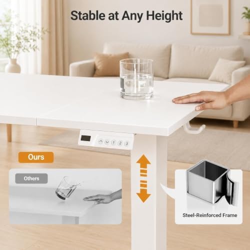 Claiks Electric Standing Desk 48x24 Inch Adjustable Desk, White