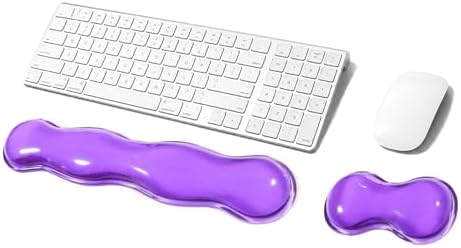 Gel Keyboard Wrist Rest Set, Clear Wrist Rest for Keyboard and Mouse, Ergonomic Keyboard Mouse Wrist Rest for Typing Pain Relief, Suitable for Office, Gaming, Computer, Laptop - Purple