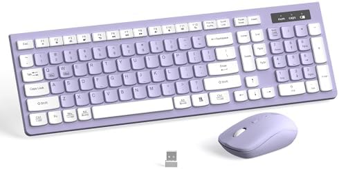Wireless Keyboard and Mouse Combo Silent for Office and Home(Purple)