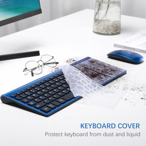 Wireless Keyboard and Mouse Ultra Slim Combo with Dual System - Blue Black