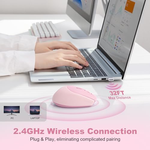 YUNZII C2 Silicone Wireless Mouse 1600 DPI Optical 2.4GHz (Pink)