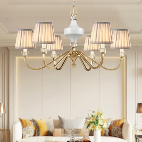Fuloon Clip on Chandelier Lamp Shades, 3.3x4.3x4.7 in, Small Sconce Shades for Candelabra Bulbs, European/French Country/Modern Style(6 Pack, White Pleats)