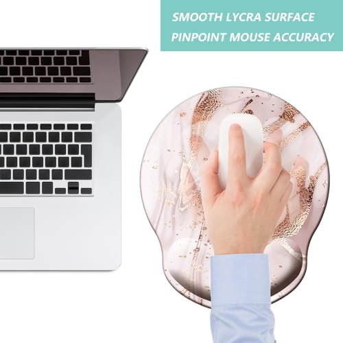 Mouse Pad with Wrist Support, Ergonomic Mouse Pad with Memory Foam Wrist Rest Cushion, Non-Slip Rubber Base Gaming Mice Pad for Home Office Computer Laptop, Beach