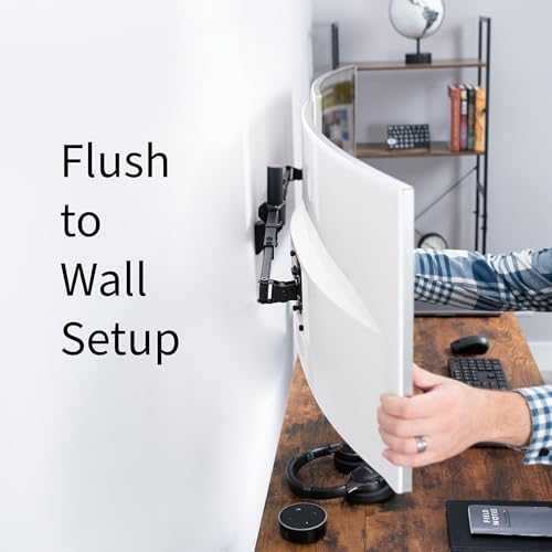 VIVO Premium Dual Ultra Wide LCD LED 27 to 38 inch Monitor Wall Mount, Heavy Duty, Telescoping Arms, Flush Wall Setup, Fits 2 Screens, Black, MOUNT-TS38B