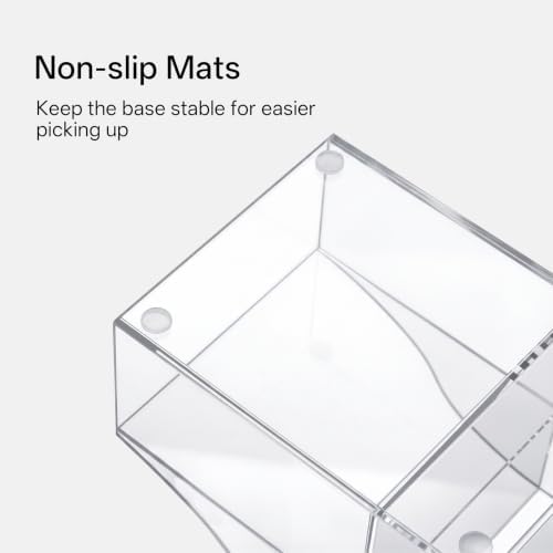 HBlife Acrylic Pen Holder for Desk, 3-Compartment Small Desk Organizer with Drawer, Clear Office Supplies Desk Accessories with Sticky Notes Holder Stores Post It Notes 3X3 for Office, Home and School
