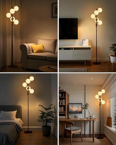 Lightdot 5-Globe Dimmable Globe Floor Lamp Black Retro Standing Lamps