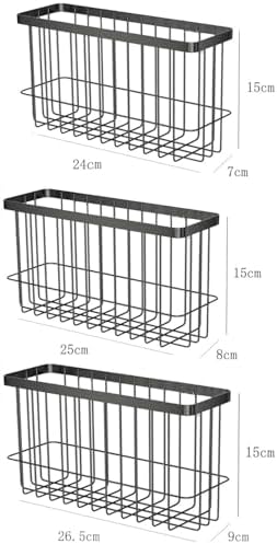 3 Piece Kitchen Cabinet Door Storage Box,Self Adhesive Wall Mounted Storage Boxes,Wardrobe/Bathroom/Refrigerator Small Items Organizer Storage Box (Black3)