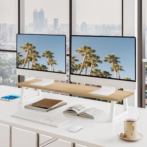 TEAMIX 31.5 inch Dual Monitor Stand Riser, Laptop/TV Stand, Desk Organizer
