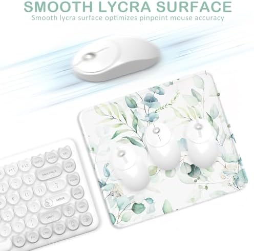 eulps Mouse Pad with Stitched Edge, Multiple Patterns Computer Mouse Pads with Non-Slip Rubber Base, Washable Cloth Mousepad, for Gaming, Laptop, PC (Leaves)
