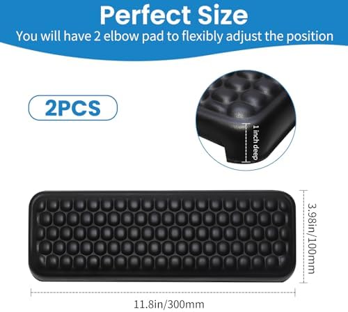 L-Shaped Desk Elbow Pad for Desk, 2-Piece Ergonomic Desk Edge Cushion, PU Leather Elbow Support Padding with Non-Slip, Wrist Comfort Support for Office Home, Office Desk Accessories