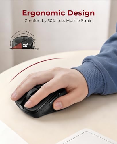 Redragon Wireless Mouse BT5.0/3.0 & 2.4G, 6 Buttons, 5 Level 4000DPI Bluetooth Mouse, 18 Months Battery, Portable Optical Computer Mice for Laptop, PC, Chromebook, Windows, Mac-Black