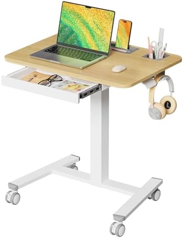 28" Mobile Standing Desk with Drawer, Portable Laptop Desk