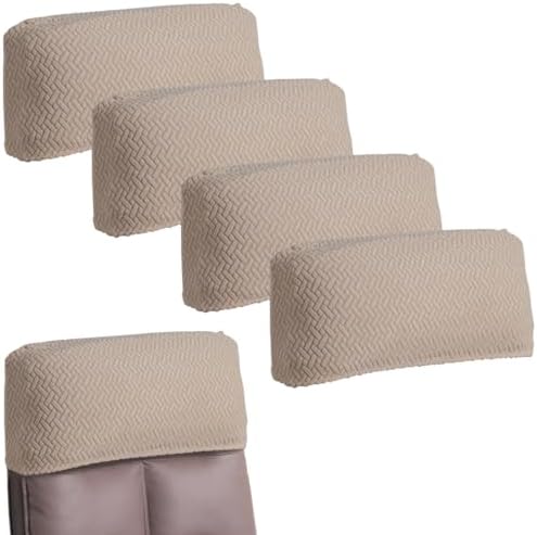 Stretch Office Chair Headrest Cover Jacquard Headrest Slipcover for Office Chairs Non Slip Head Rest Chair Furniture Protector for High Back Computer Chairs Set of 4 Beige