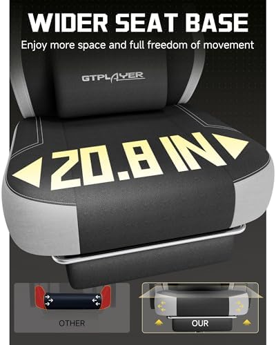 GTPLAYER Big & Tall Gaming Chair, Wide Seat with Footrest, Black