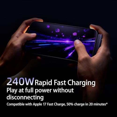 240W USB C to USB C Cable with Foldable Phone Stand, 4.9FT Braided Fast Charging Cord, 90 Degree Type C Charger Cable with Built-in Invisible Holder for Gaming, Office